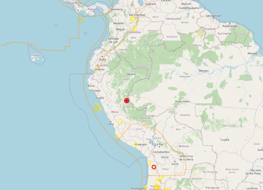 Terremoto de magnitude 5,6 é registrado perto da fronteira entre Terremoto de magnitude 5,6 é registrado perto da fronteira entre Peru e Brasil