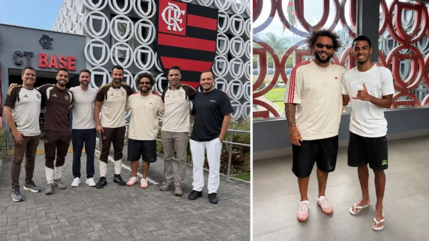 Lenda do Real, Marcelo marca presença em treino do Flamengo