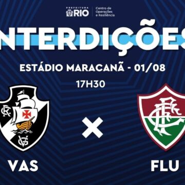 CET-Rio detalha interdições no entorno do Maracanã para Vasco x Fluminense