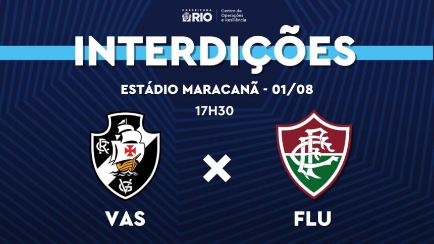 CET-Rio detalha interdições no entorno do Maracanã para Vasco x Fluminense