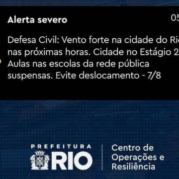 Defesa Civil emite alerta de vento forte no RJ – 07/08/2026 – Cotidiano