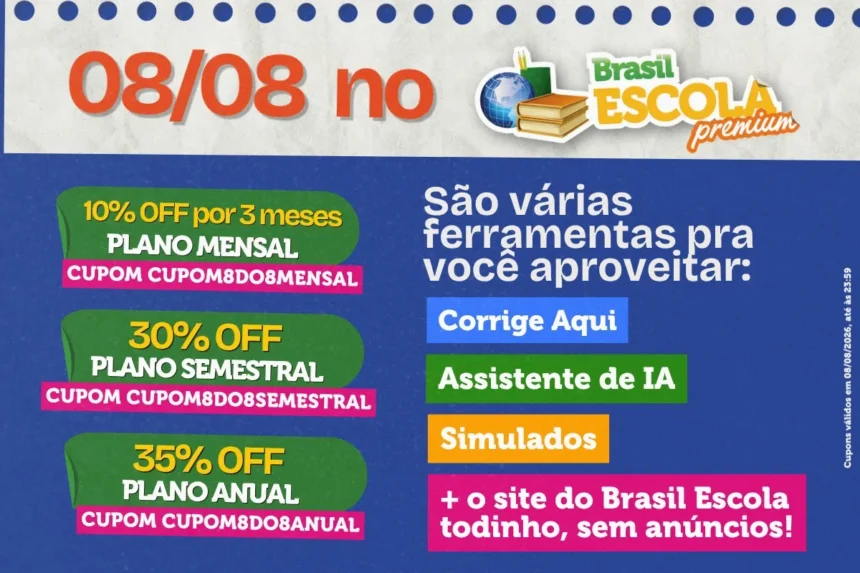 Brasil Escola Premium: turbine seus estudos e aproveite descontos do 8/8
