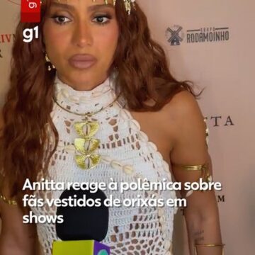 Anitta reage à polêmica sobre fãs vestidos de orixás em shows: ‘Se não estiver desrespeitando ninguém, tudo bem’