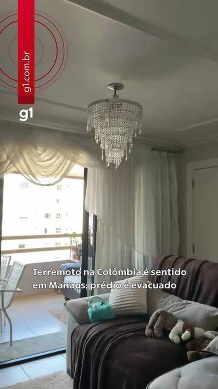 Vídeos mostram objetos balançando em Manaus após terremoto na Colômbia