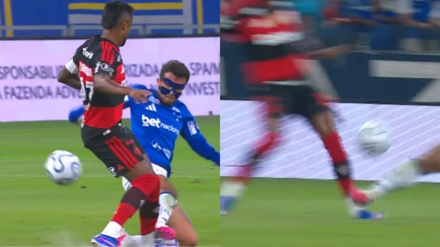 Bruno Henrique recebe entrada criminosa, mas árbitro ignora expulsão em jogo do Flamengo