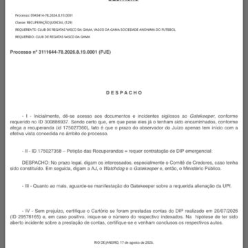 Vasco estuda entrar com recurso para liberar empréstimo DIP e mapeia jogadores livres ou por empréstimo