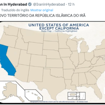 Diplomatas do Irã publicam mapa reivindicando a Califórnia