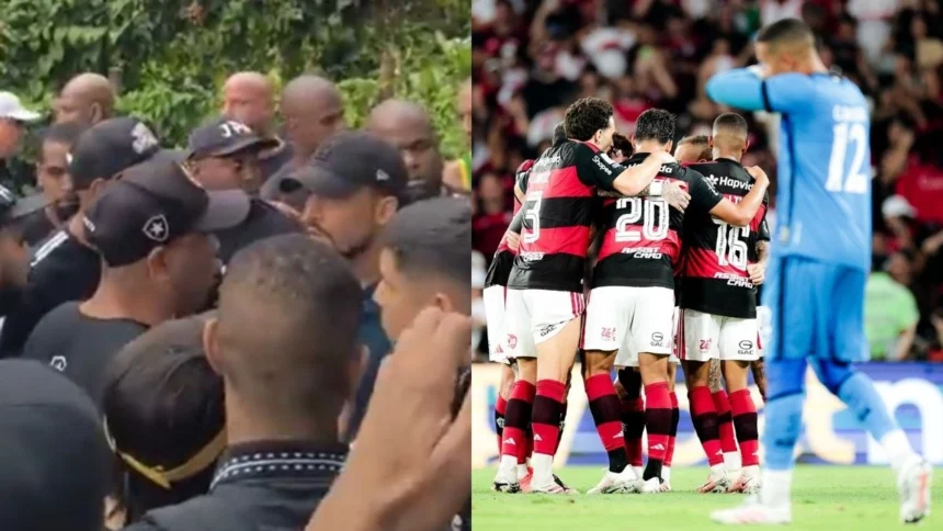Torcida organizada protesta no CT do Botafogo após derrota para o Flamengo